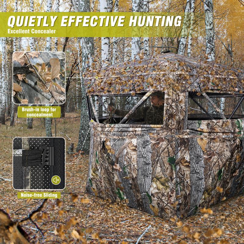 Hunting Blind 270° 360° See Through Ground Blinds with Silent Windows Carry Bag, Two Size Option Portable Hunting Tent for Deer Duck Turkey