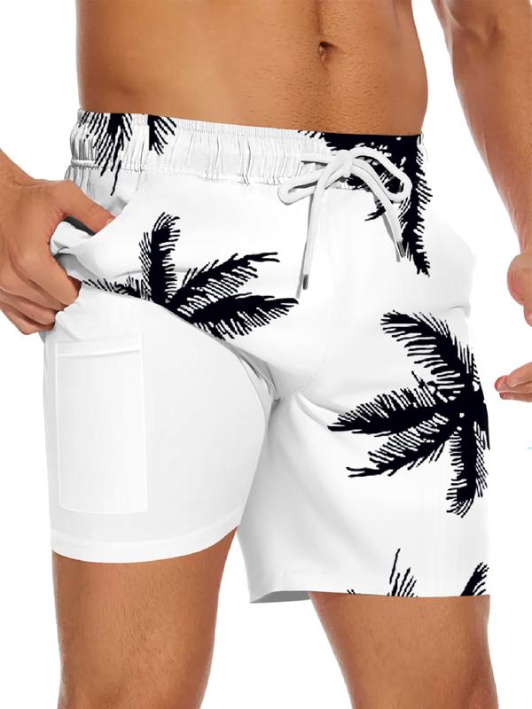 Mens Swim Trunks with Compression Liner Stretch Beach Shorts Quick Dry with Pockets Board Shorts