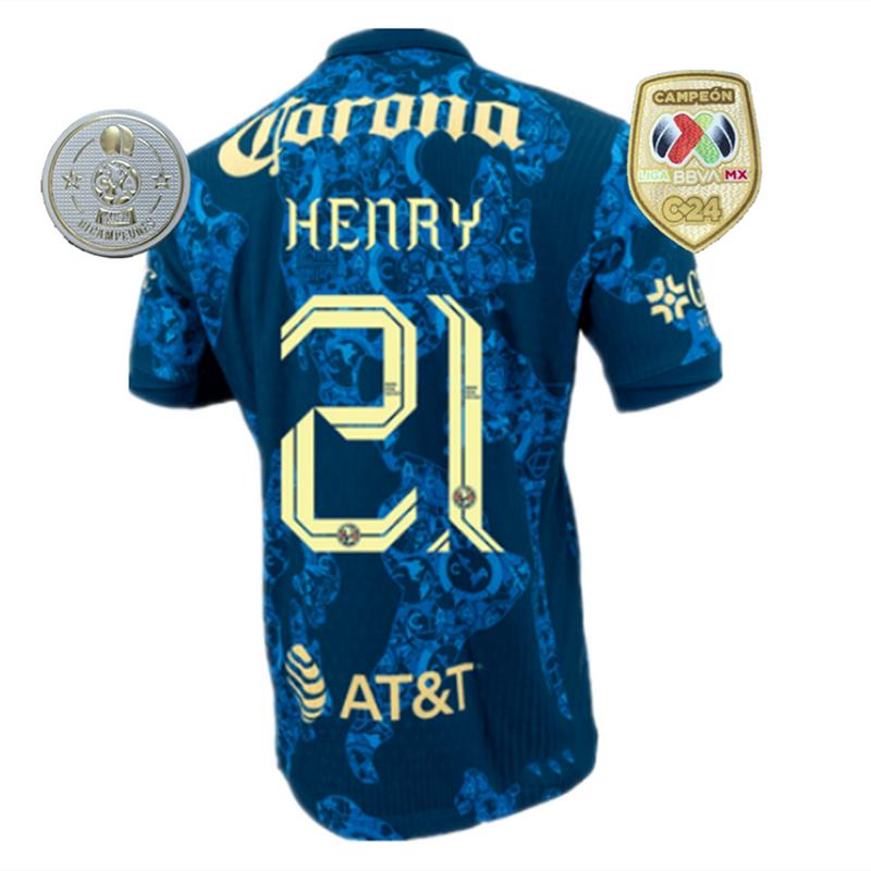 Club América Soccer Jersey Away Blue 24 25 Liga MX D.VALDÉS A.ZENDEJAS K.ÁLVAREZ HENRY FIDALGO Football Shirts Men's Fan Version S-4XL