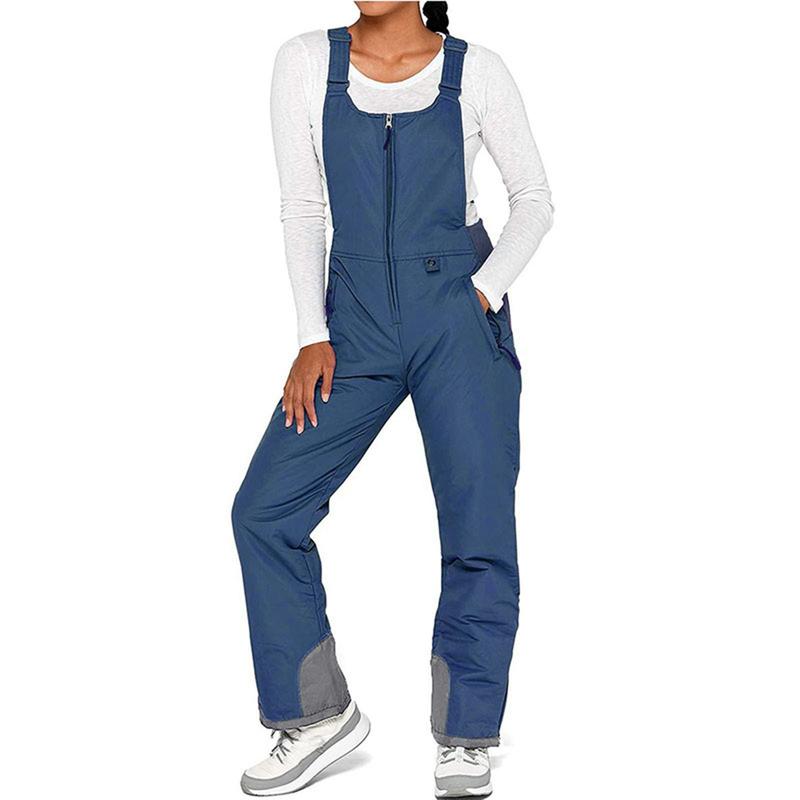 Women's Insulated Waterproof Ski Bib Overalls Winter Snowboarding Pants Overalls Adjustable Shoulder Strap Jumpsuit