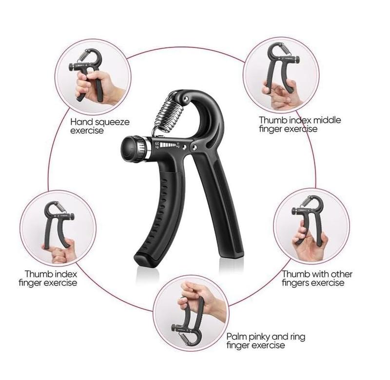 Hand Grip Strengthener Workout Kit,5Pack, Adjustable Resistance Grips and Stress Balls, Black