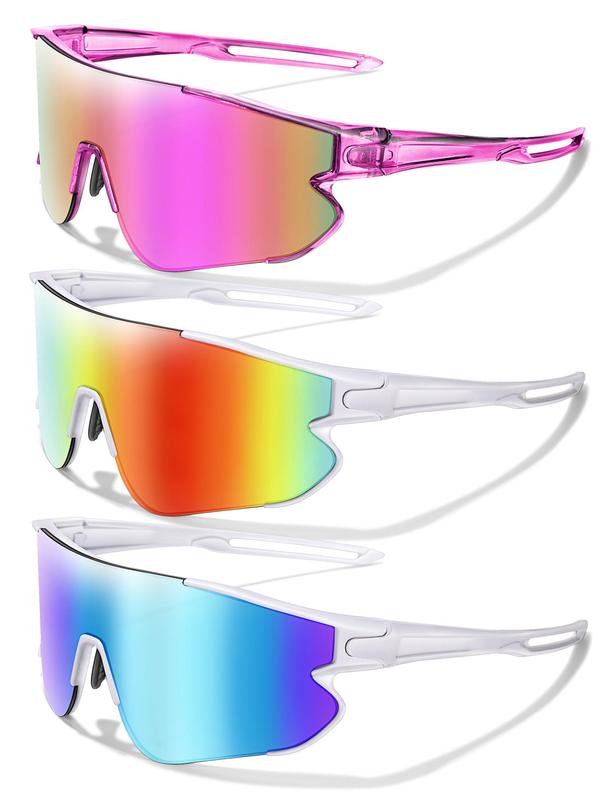 Unisex Sporty Sunglasses, 3 Pairs Outdoor Sports Cycling Hiking Running Sunglasses, Fashionable Sunglasses for Men & Women