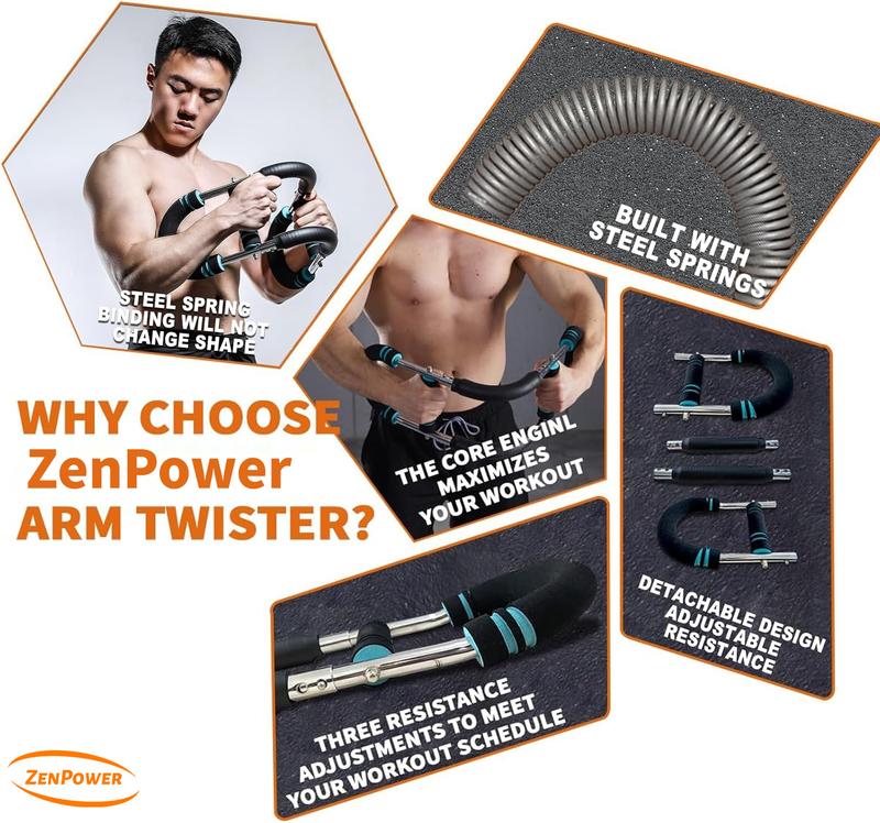 ZenPower The ultimate arm trainer. Adjustable chest expander, arm exerciser. Shoulder muscle training fitness equipment, upper body strength training machine. Portable spring resistance home fitness equipment.