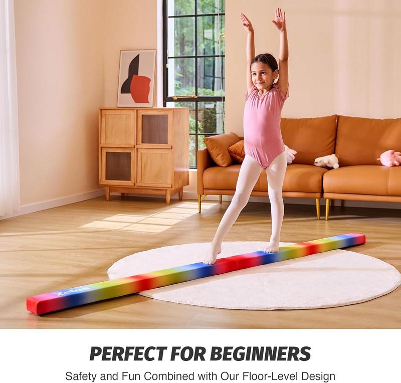 ZELUS Gymnastics Balance Beam, Floor Balance Beam w Carry Handles Anti-Slip Base for Kids, Beginners & Professional Gymnasts