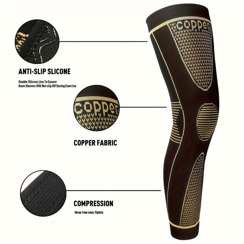 2 Pieces Full Leg Warmer, Long Copper Compression Leg Warmer, Suitable for Basketball, Tennis and Golf Sports