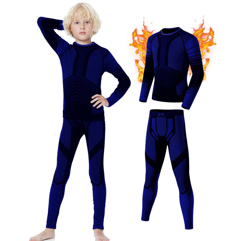 MEETWEE Boys Thermal Underwear Set Base Layer Long Johns 2PCS Set Long Sleeve Top Bottom Sport Set New