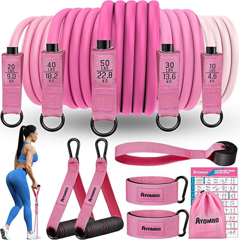 Exercise Bands with Handles for Working Out, Fitness Bands for Women, Workout Equipment Home Gym, Training Bands with Door Anchor, Legs Ankle Straps, Shape Body, Physical Therapy Best Christmas Gifts for Women