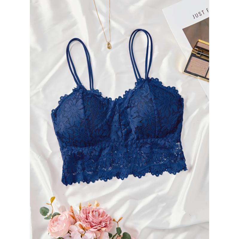 Sexy Floral Lace Cami Bra - Everyday Bras with Push-Up Support, Comfortable Wireless Design, Soft Lingerie for Women, Perfect Underwear for Daily Wear