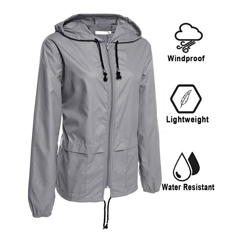 Women Raincoats Long Sleeve Hooded Windproof Cycling Hiking Rain Jacket Sportswear