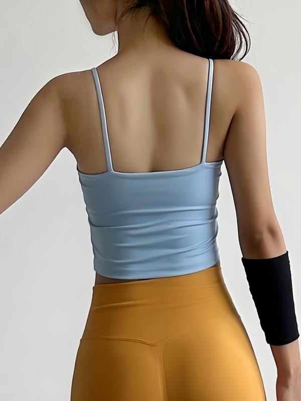 Women's Solid Backless Sports Vest, Casual Comfy Breathable Sports Cami Top for Yoga Gym Workout, Ladies Sportswear for All Seasons