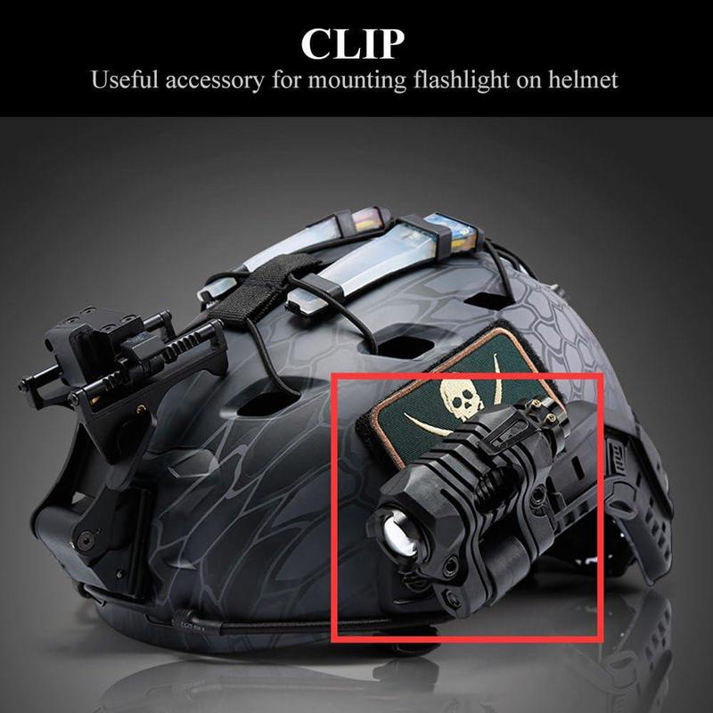 Helmet Flashlight Holder, 1 Set Multi-angle Plastic Light Clamp Mount With Wrench, Side Rail Mount Fast Helmet Accessory