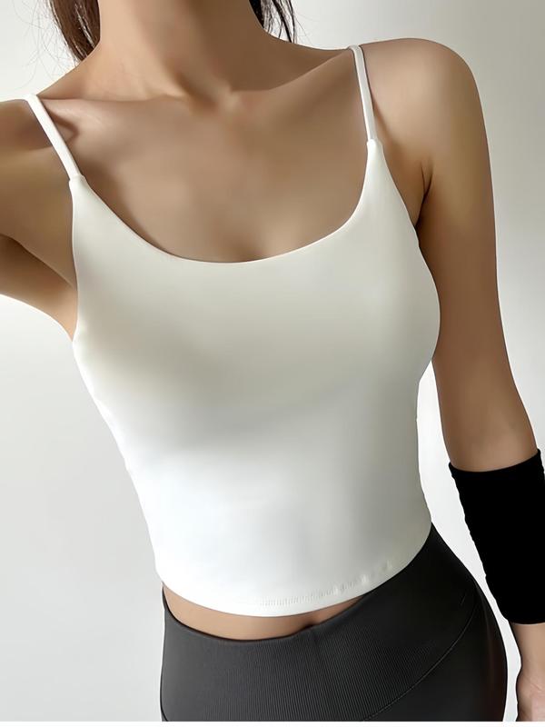 Women's Solid Backless Sports Vest, Casual Comfy Breathable Sports Cami Top for Yoga Gym Workout, Ladies Sportswear for All Seasons