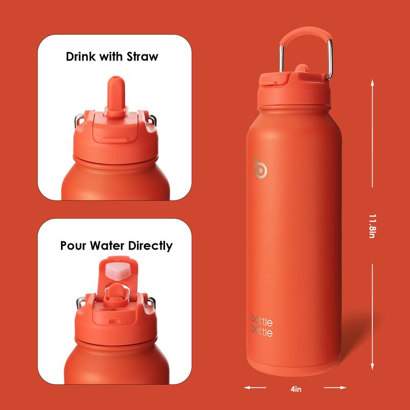 BOTTLE BOTTLE 40oz Insulated Water Bottle with Straw Sport Stainless Steel Water Bottle with Handle Lid Outdoor Sports Bottle for Pills