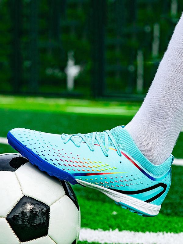 Men's Colorblock No-slip Soccer Shoes, Comfortable Breathable Lace Up Football Shoes for Match Practice, Summer Outfits, Training Shoes for All Seasons