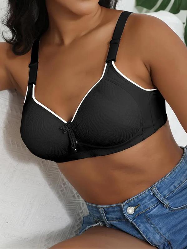 Women's Contrast Lace Push Up Bra, Breathable Comfortable Adjustable Strap Sports Bra, Ladies Sportswear for Indoor Outdoor Wear