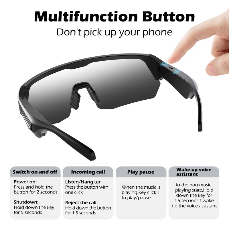 Smart Glasses,cycling glasses, Polarized Bluetooth SunglassesBuilt-in Mic & Speakers, Voice Assistant, UVProtection Audio Sun Glass