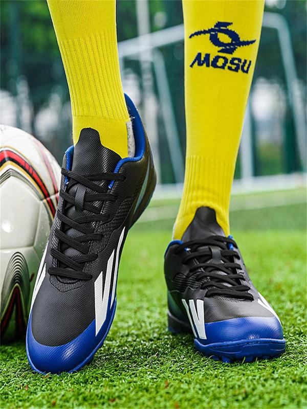 Men's Colorblock Lace Up Soccer Shoes, Casual Comfortable Breathable High Top Football Shoes, Football Cleats for All Seasons
