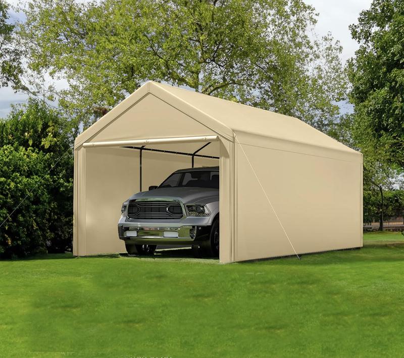 Carport, 10x20ft Heavy Duty Portable Garage, Car Port with Storage Shed, Car Canopy with Removable All-Season Tarp Sidewalls & Doors for Car, Truck, Boat, Party