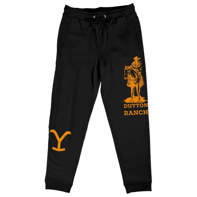 Yellowstone Cowboy Dutton Ranch Graphic Unisex Adult Black Jogger Pants, Y2K Streetwear Graphic Sweapants for Men and Women, Retro Coors Rodeo Fan Gift