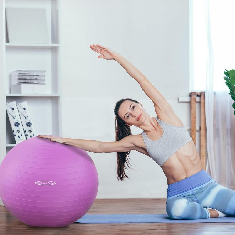 Anti-Burst and Slip Resistant Exercise Ball Yoga Ball Fitness Ball Birthing Ball with Quick Pump, 2,000-Pound Capacity