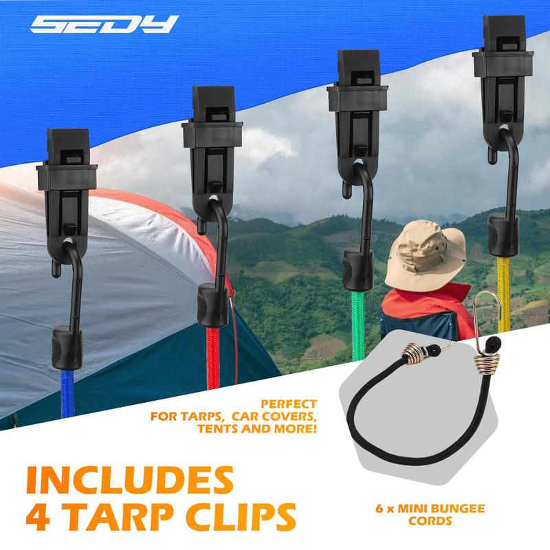 60 Assorted Sizes of Bungee Cords - 10“ 18” 24“ 32” 40” Heavy Duty Outdoor Bungee Cords with Hooks, Large, Medium, Small and Mini Straps