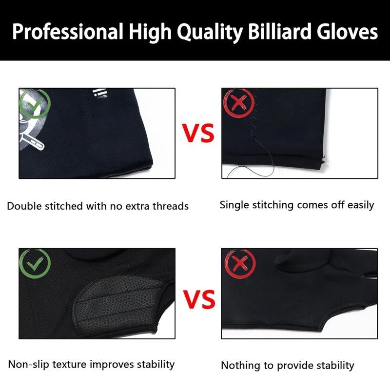 Billiard Gloves Professional Pool Snooker 3 Open Fingers Gloves Fit Left Hand for Men Women