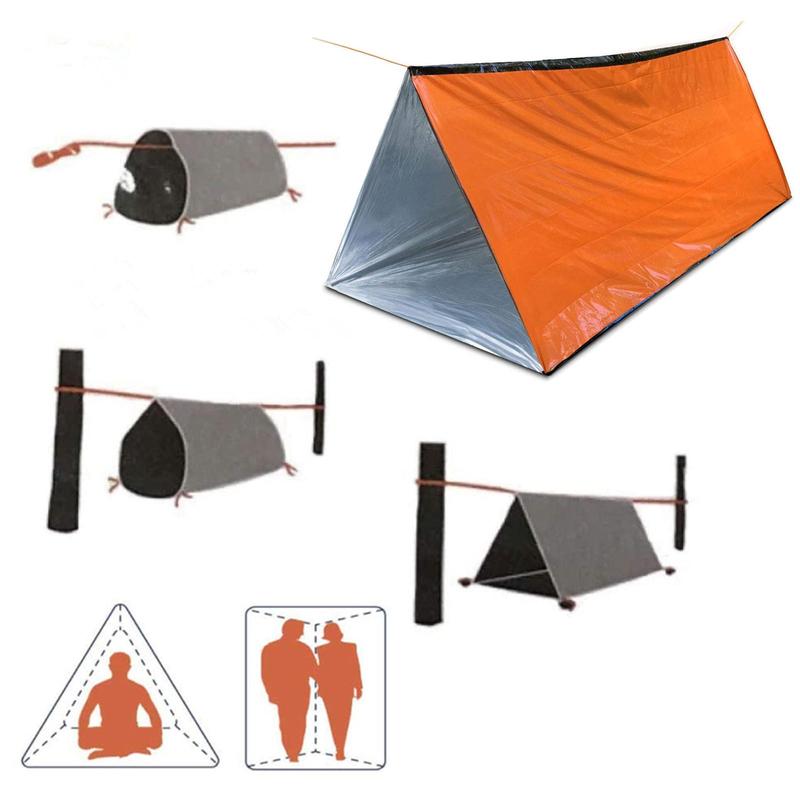 Outdoor Emergency Thermal Sleeping Bag & Tent Set, 1 Set Tent & Sleeping Bag & Whistle & Mountain Ring & Storage Bag, Camping & Hiking Equipment