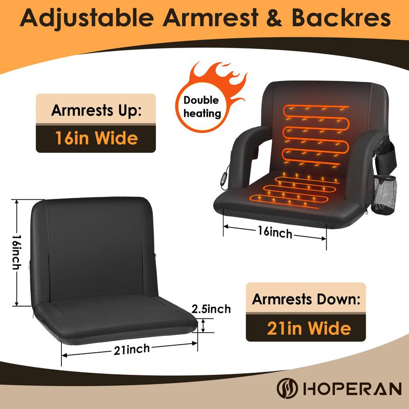 Heated Stadium Seats for Bleachers with Back Support and Wide Cushion, Stadium Chair, USB 3 Levels of Heat, campingchair folding lawnchair heated campingchair