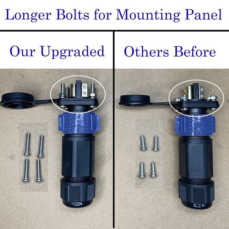 2 Pin 50Amp Trolling Motor Plug Receptacle Set, 12 24 36 48 Volt Marine Boat Power Waterproof IP67 Connector Trolling Boat Plug for Trolling Motors Compatible with 6 8 AWG Wire Blue