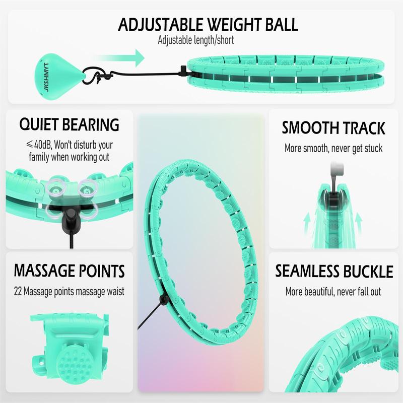 26 Links Detachable Adjustable Smart Weighted Waist Training Circle, Summer Sports Fitness Equipment with Ball, Weighted Hoola Exercise Workout Equipment for Women, Gymtok, Gifts for Spring, Waist Trainer, Workout Equipment,  Exercise Equipment