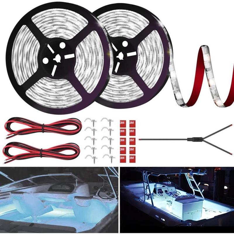 LED Boat Strip Lights, 32.8FT Marine Pontoon Led Lights, Waterproof Boat Interior Light, Under Gunnel Lights, Boat Deck Light, Night Fishing Lights, Good for Pontoon Bass Fishing Yacht Kayak (Blue)