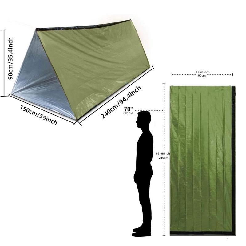 Outdoor Emergency Thermal Sleeping Bag & Tent Set, 1 Set Tent & Sleeping Bag & Whistle & Mountain Ring & Storage Bag, Camping & Hiking Equipment