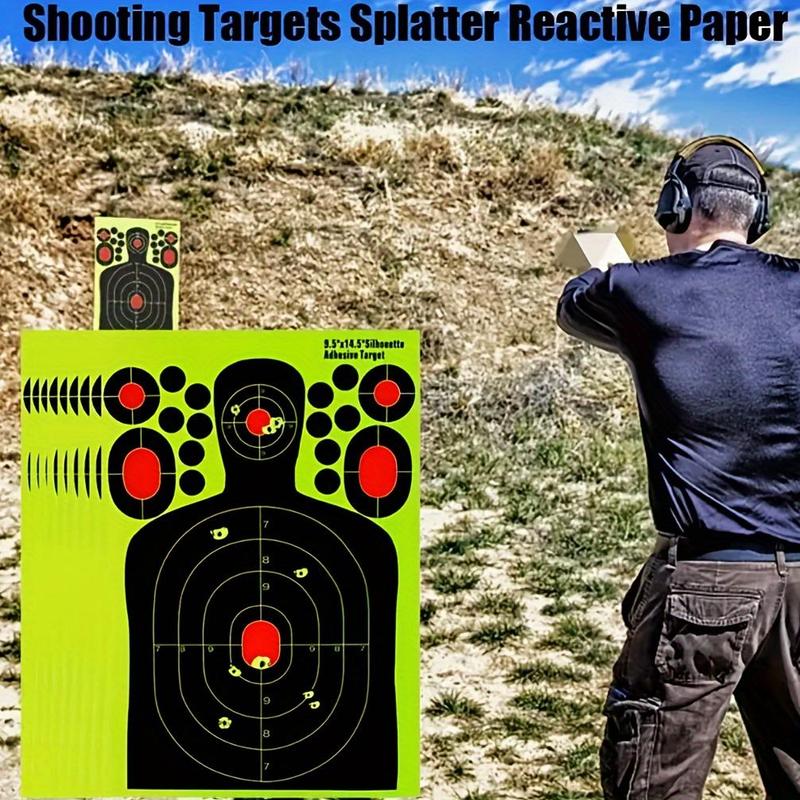 Reactive Splatter Human Silhouette Targets, 10pcs High Visibility Fluorescent Shooting Paper for Indoor & Outdoor Range Training