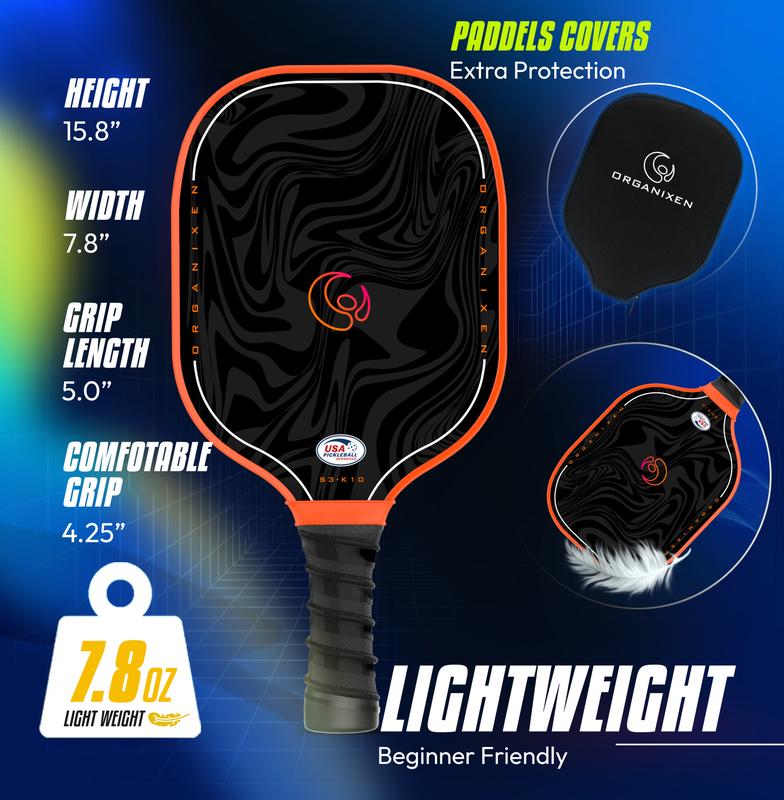 Pickleball Paddle Set of 2, USAPA Approved,4 Pickleball Balls,2 Cooling Towels,2 Grip Tapes,2 Rackets with Covers, and a Pickleball Bag for Men Women