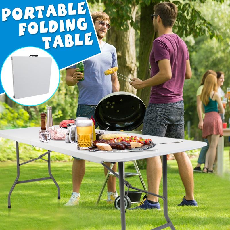 6ft Portable Folding Plastic Table for 6-8 Picnic Dining Table 71