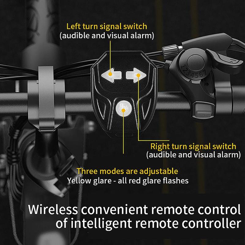 Bicycle USB Charging Wireless Remote Control Turn Signals, 1 Count Removable Bike Night Riding Warning Tail Lights, Bicycle Accessories