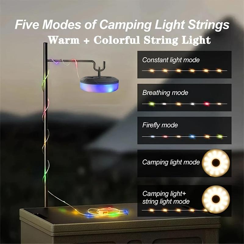 Outdoor LED Camping String, 1 Box USB Rechargeable LED String Light, Portable LED Light String for Camping, Tent, Holiday Party, Wedding, Camping Essentials