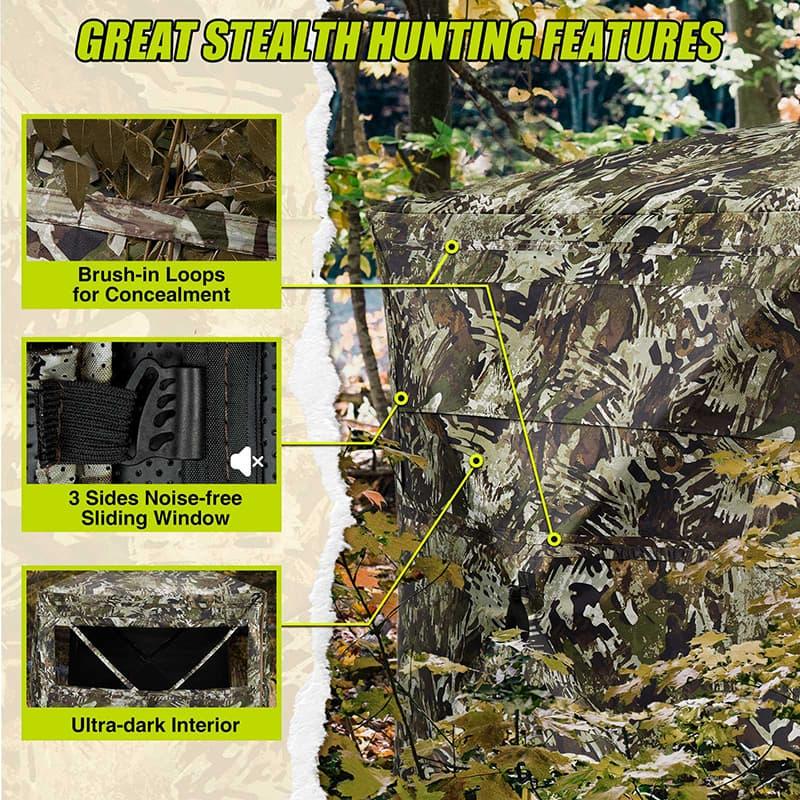 TideWe Hunting Blind Tents 4-6 Person Turkey Hunting Blind See Through Camo Ground Blind Camping Blind Tents Family Hiking Tents