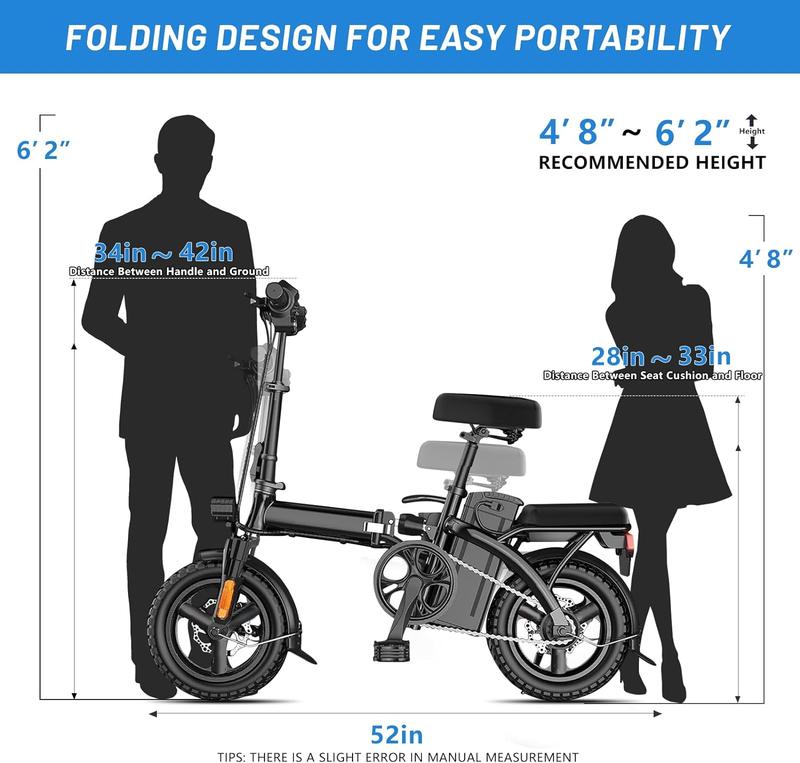 48V12Ah Electric Bike,400W Motor FoldingEbike,Electric Bicycle with RemovableBattery, 20MPH Commuting E-Bike, High Brushless Gear Motor