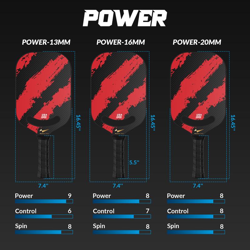 Warping Point Carbon Fiber Pickleball Paddle, Thermoformed, Edgeless Design, USAPA Approved, 13mm 16mm 20mm Polypropylene Core, Textured Surface for Spin