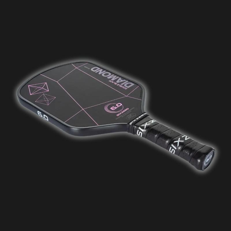 SixZero Double Black Diamond Control Cherry Blossom Pink (Black Edgeguard) Pickleball Paddle