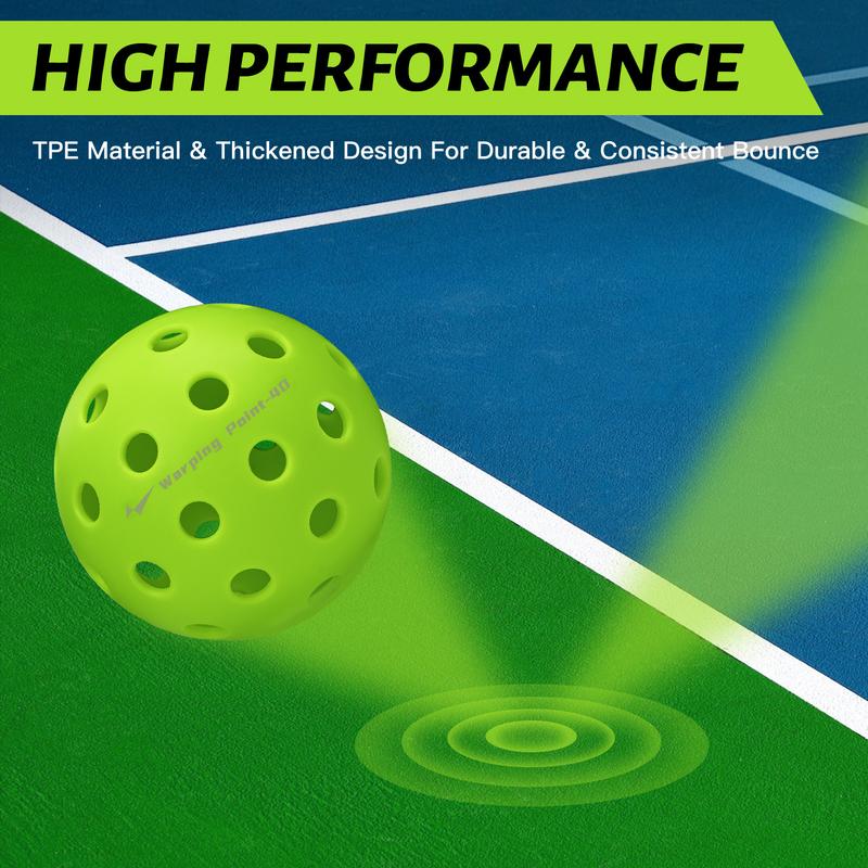 Outdoor Pickleball Balls - 40 Holes | USAPA Approved | Available in 4-Pack & 12-Pack | Durable, High-Bounce Balls Includes Mesh Bag | Yellow & Green