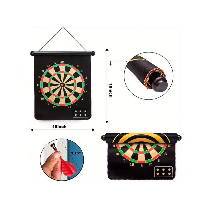 Double Sided Magnetic Dart Board For Indoor And Outdoor Dart Games, Family Entertainment, Adult Gifts, 15 Inches