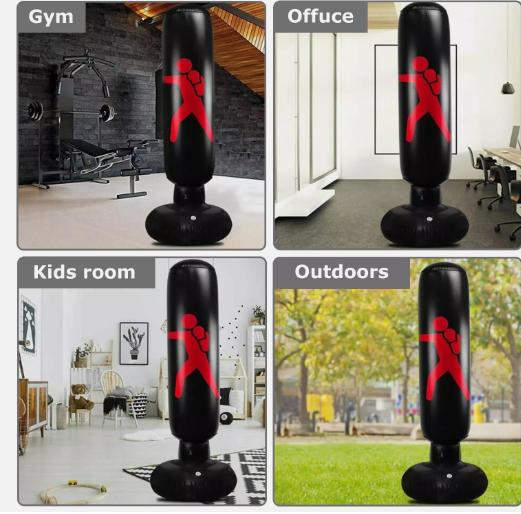 Inflatable Free Standing Punching Bag Boxing Cardio Kickboxing Fitness Training