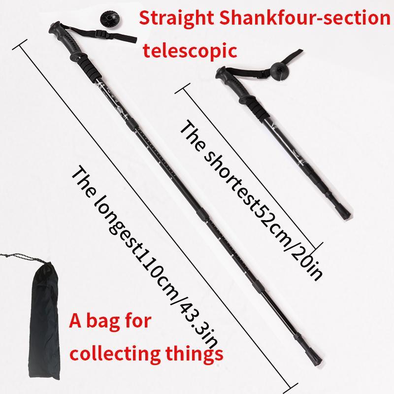 Folding Hiking Stick with Storage Bag, 1 Count Aluminum Alloy Adjustable Anti Slip Hiking Stick for Elderly, Portable Walking Aid