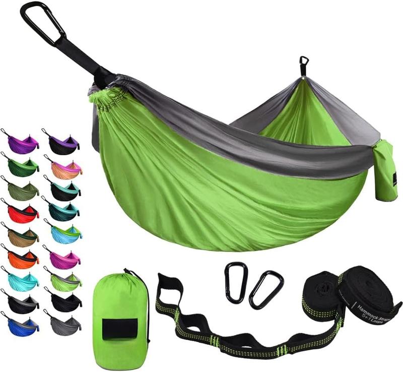 Camping Hammock - Portable Hammock Single Hammock Camping Accessories Gear for Outdoor Indoor  ,  Based Brand (Light Blue & Grey)