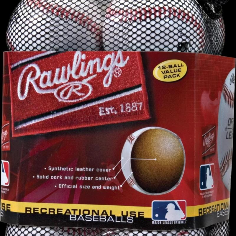 Rawlings 8U Official League OLB3 Practice Youth Baseballs in Mesh Bag, 12 Pieces