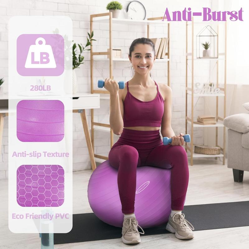 Anti-Burst and Slip Resistant Exercise Ball Yoga Ball Fitness Ball Birthing Ball with Quick Pump, 2,000-Pound Capacity