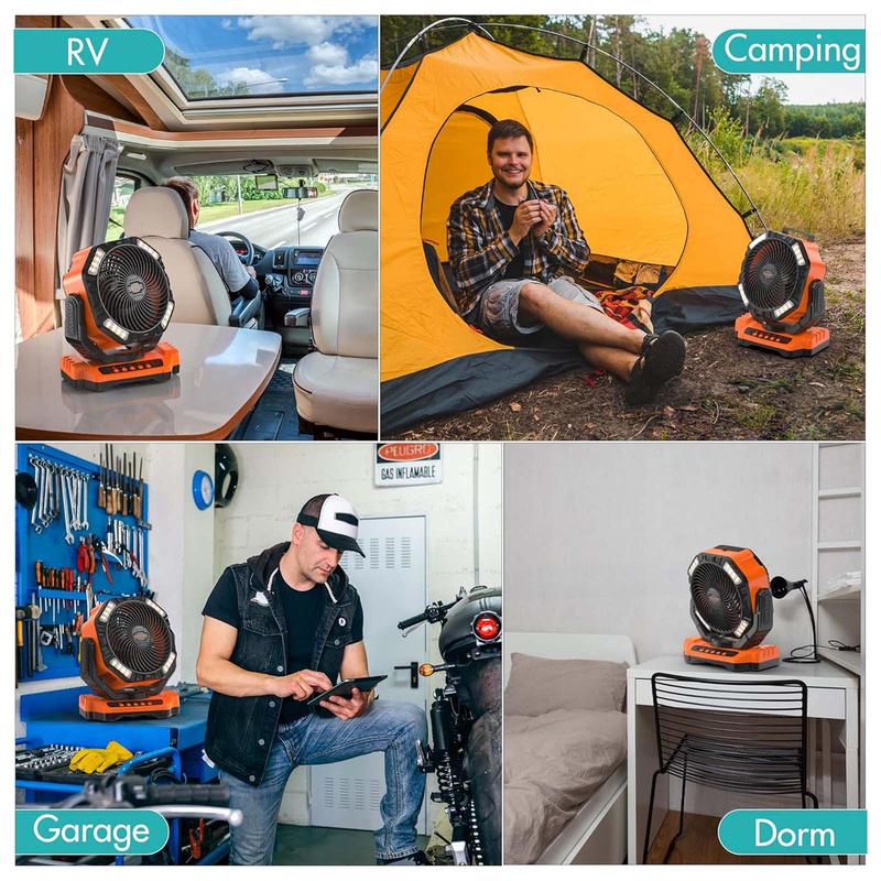 Saker Rechargeable Camping Fan - 40000mah battery powered tent fan, perfect for gifts to friends. Charging Blades Cable