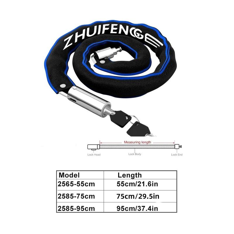 Bike Chain Lock with Key, Anti-theft Waterproof Bike Chain Lock, Rust-proof Bicycle Lock for Scooter Bike Motorcycle